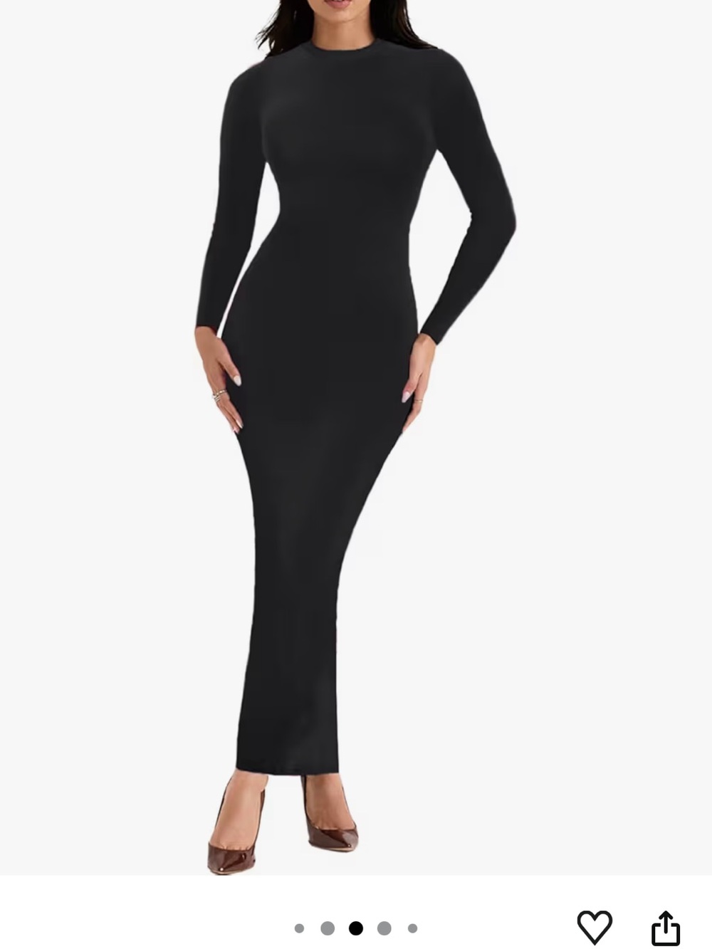 2/$30 Amazon Black Long Sleeve Maxi Dress - Bodycon Crew Neck